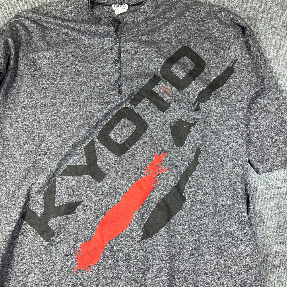 Capitol One Piece Henley Union Suit unisex Gray Cotton Kyoto Graphic Sleepwear - Picture 9 of 16